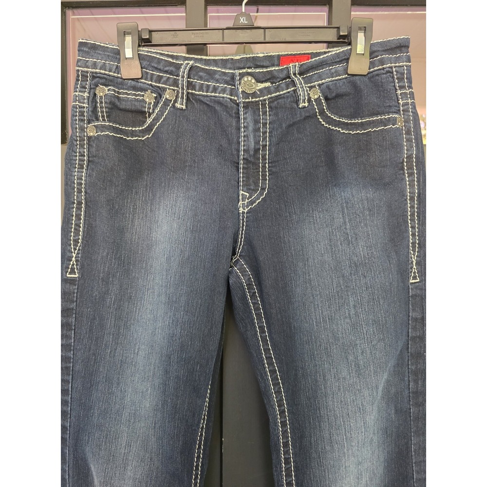 V Cristina Ankle Jeans Womens 10 Dark Blue Jeweled Embellished Heavy Stitch - Picture 3 of 10